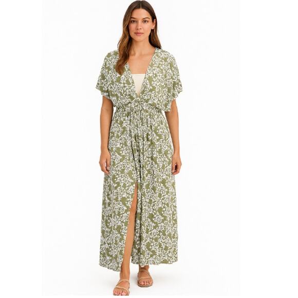 Susana Monaco Floral Print Resort Dress in Sage and Cream – EUC Size Medium - Picture 1 of 3